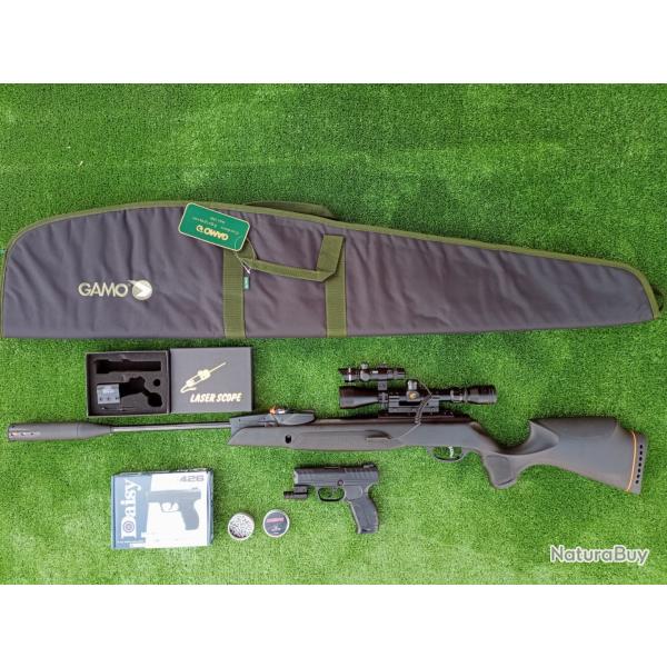 PACK4 LASER  ! Gamo Swarm Magnum 6,35 mm IGT PRO 18X Gen3i + Lun. 3-9X40 19,9 j. + Kit  Puiss. 34 J.