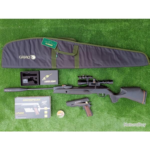 PACK5 LASER  ! Gamo Swarm Magnum 5,5 mm IGT PRO 10X Gen3i + Lun. 3-9X40 19,9 j. + Kit  Puiss. 34 J.