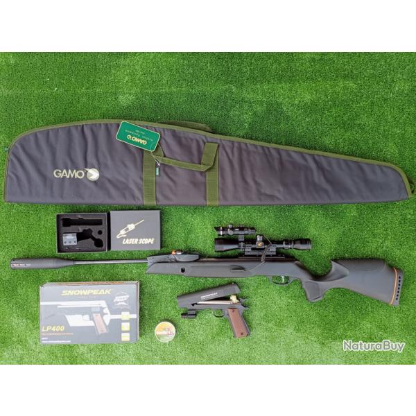 PACK6 LASER  ! Gamo Swarm Magnum 5,5 mm IGT PRO 10X Gen3i + Lun. 3-9X40 19,9 j. + Kit  Puiss. 34 J.