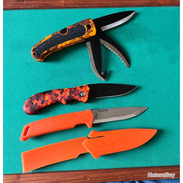 Lot couteaux de chasse orange