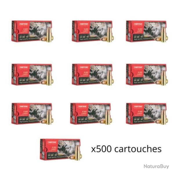 Cartouches NORMA cal.9mm luger 7.5G 115GR par 500