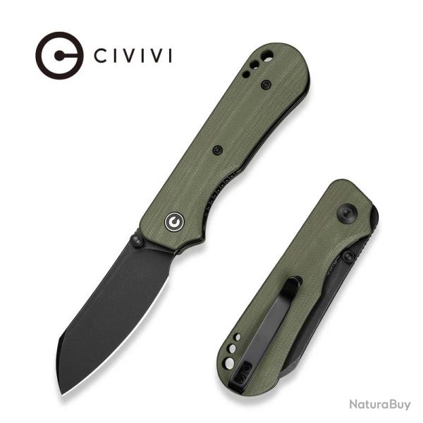Couteau CIVIVI Crabby Od Green Lame Acier 14C28N Manche G10 Liner Lock KIVT Clip CIVC240551