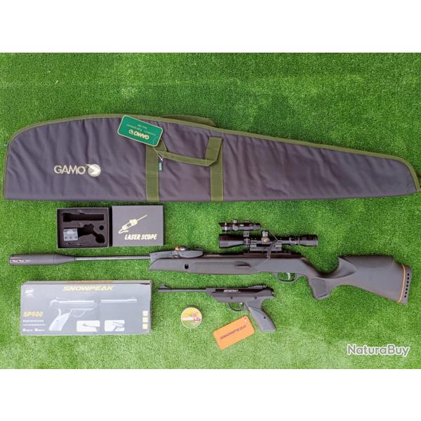 PACK8 LASER  ! Gamo Swarm Magnum 4,5 mm IGT PRO 10X Gen3i + Lun. 3-9X40 19,9 j. + Kit  Puiss. 34 J.