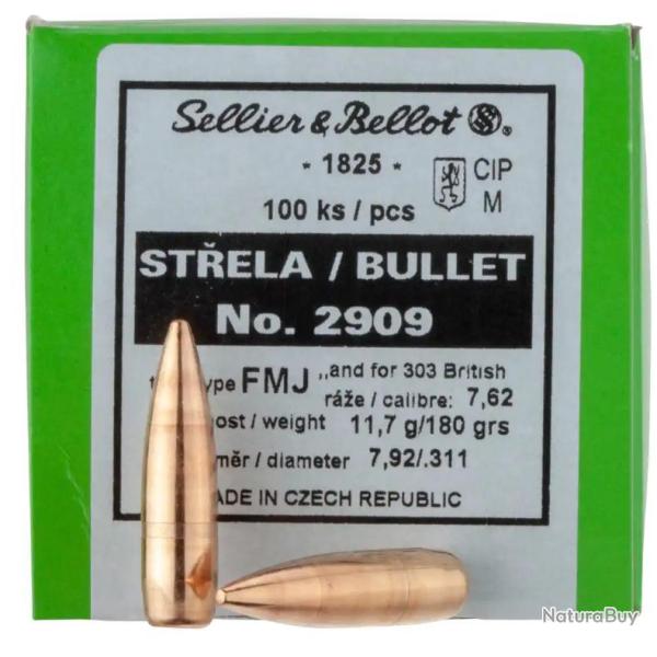 Ogives Sellier & Bellot - Cal. 303 (.311") FMJ - 180grs - 2909 - boite de 100 unit�s