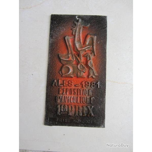 Plaque 1er prix expo aviculture Al�s 1981