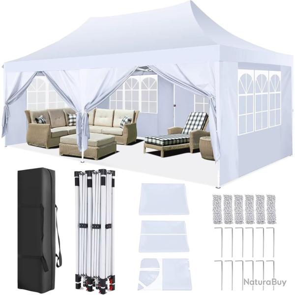 TONNELLE DE JARDIN BLANCHE 3x6m AUVENT ETANCHE GAZEBO EXTERIEUR EVENEMENT MARIAGE NEUF