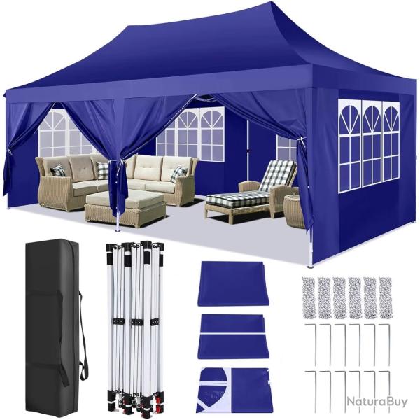 TONNELLE DE JARDIN BLEU MARINE 3x6m AUVENT ETANCHE GAZEBO EXTERIEUR EVENEMENT MARIAGE NEUF