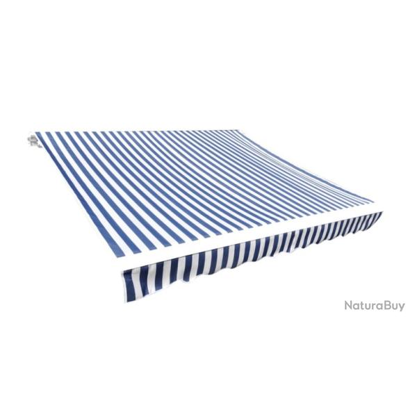 Toile d'auvent bleu et blanc 3 x 2,5 m en polyester - Remplacement sans cadre