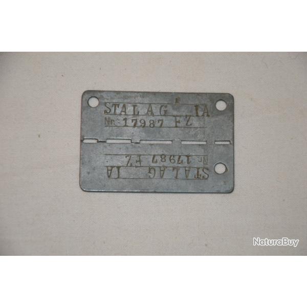 PLAQUE D'IDENTITE STALAG-I A Nr 17987 FZ-PRISONNIER DE GUERRE-1939/1945