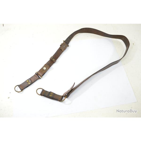 Baudrier / sangle de ceinturon avec passants coulant d'officier Fran�ais - WW1 / WW2 cuir brun
