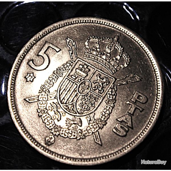 espagne piece de  5 pesetas 1975 ttb