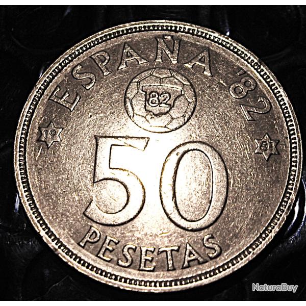 espagne piece de  50 pesetas 1980 (commemo mondial 82) ttb