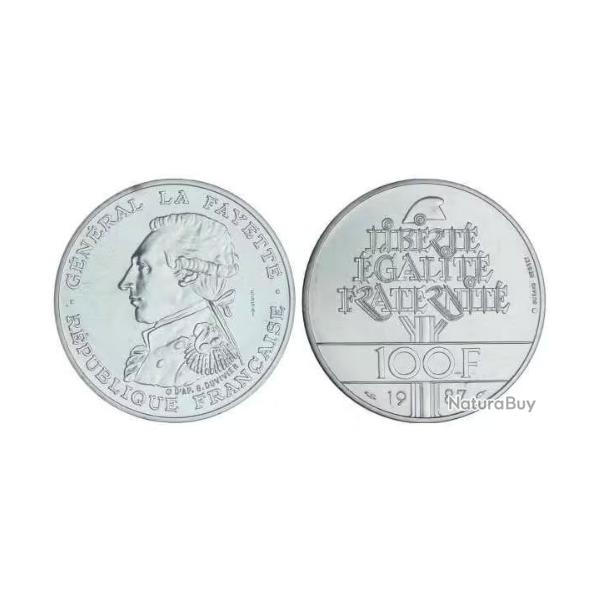 MONNAIE DE 100F LAFAYETTE 1987 EN ARGENT MASSIF 900% Quel r�le a jou� La Fayette aupr�s des fran�ais