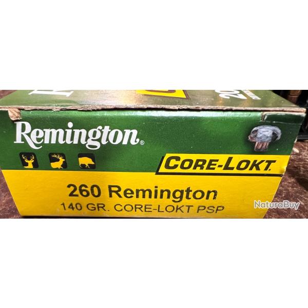 REMINGTON CORE-LOKT 260 REM 140 GR BOITE DE 20