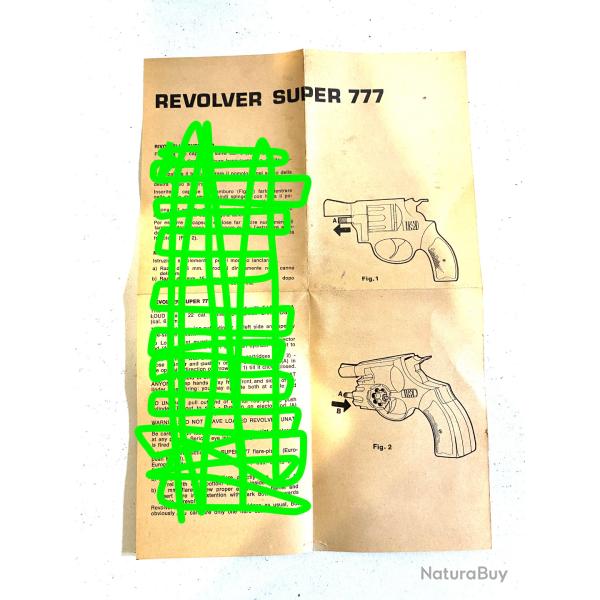 Ancienne Notice REVOLVER SUPER 777
