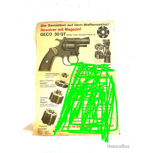 Ancienne Notice Revolver GECO 30GT