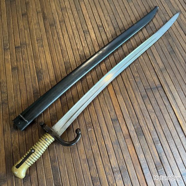 SUPERBE SABRE BA�ONNETTE YATAGAN CHASSEPOT MONOMATRICULE MANUFACTURE D'ARMES DE ST ETIENNE 1874