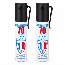 Pack de 2 Bombes a&eacute;rosol de defense au gaz lacrymog&egrave;ne 25ML