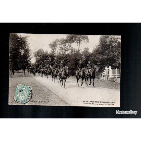 les grandes manoeuvres de 1905, le g�n�ral hagron et son �tat-major, cavaliers
