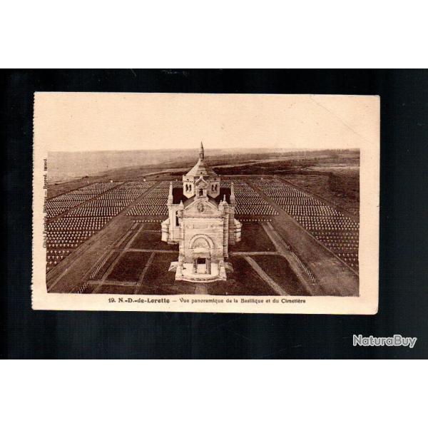 notre dame de lorette vue panoramique de la basilique et du cimeti�re cpa