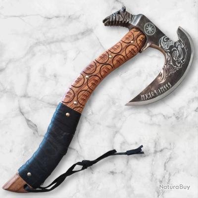 Petite Hache Viking Artisanale – 30 Cm – Gravure électrolytique – Fabriquée En France