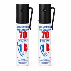 Pack de 2 Bombes a&eacute;rosol de defense au gel lacrymog&egrave;ne 25ML