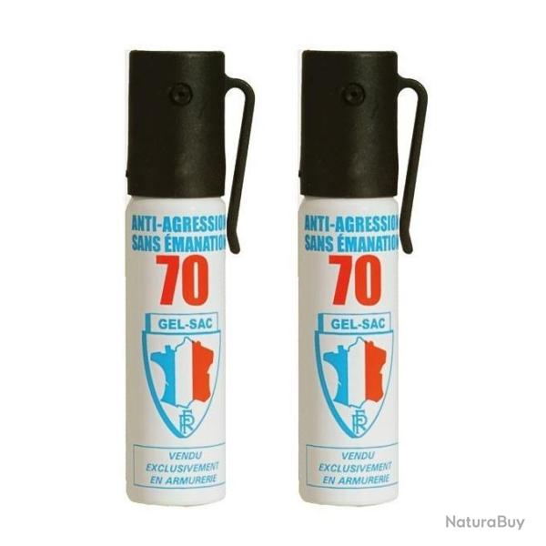 Pack de 2 Bombes a�rosol de defense au gel lacrymog�ne 25ML
