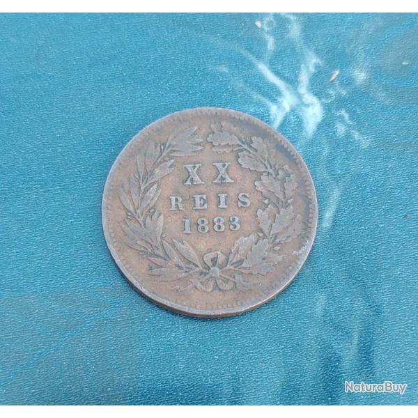 20 Reis Luiz I 1883 - Pi�ce de monnaie Portugal