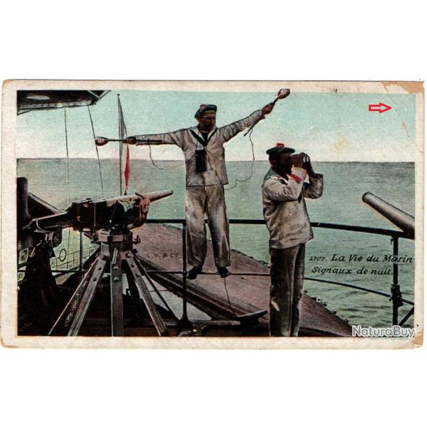 CPA -Marine Militaire -La Vie du Marin Signaux de nuit N�1568