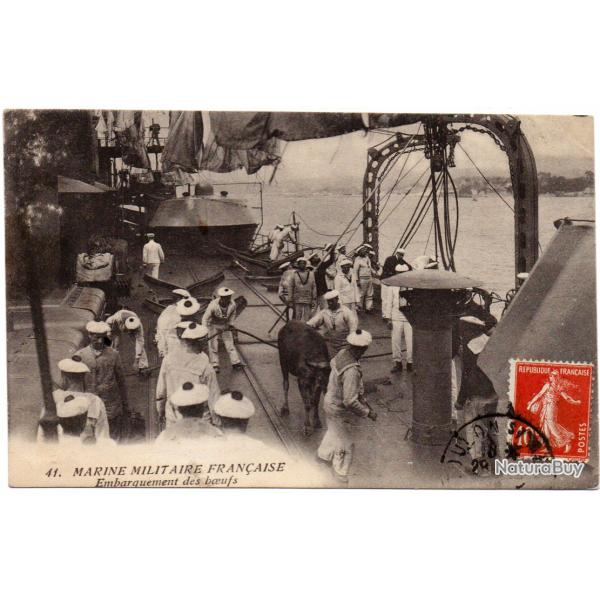 CPA -Marine Militaire Fran�aise - Embarquement des boeufs N�1558