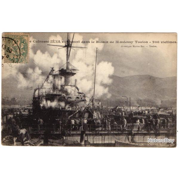CPA Le Cuirasse Iena explosant dans le Bassin de Missiessy Toulon, 200 victime N�1565