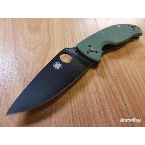 Couteau Spyderco Tenacious Lame Plain Acier 8CR13MOV Manche G10 Vert Liner Lock Clip SC122GPBGR