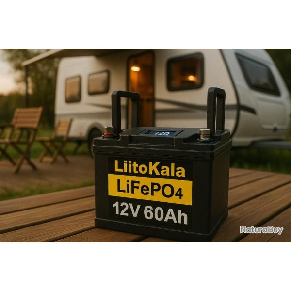 Batterie LiFePO4 12V 60Ah �nergie Solaire Camping-Car Bateau Moteur Onduleur Randonn�e Chasse Peche