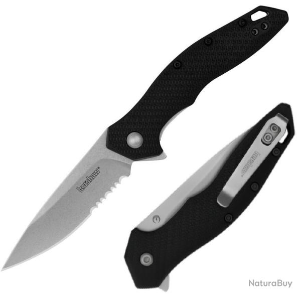 Couteau Kershaw Shoreline A/O Lame Combo SW Acier 8Cr13MoV Manche FRN Liner Lock KS1845ST