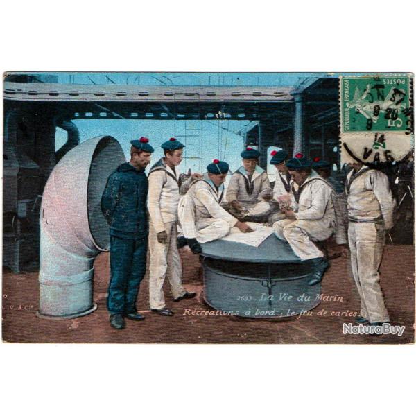 CPA - Marine Militaire -La Vie du Marin Recr�ations a bord le jeu de carte N�215