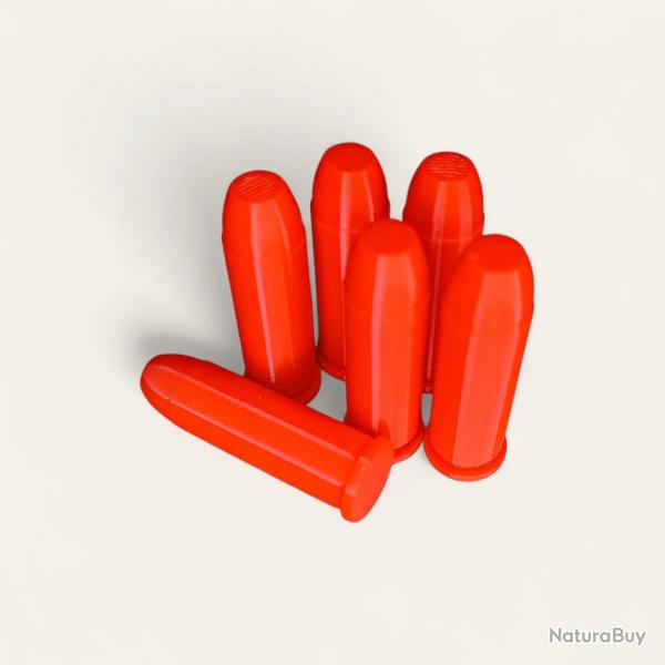 6 Cartouches Amortisseur/Manipulation Rouge en 44 Magnum  - Made in France