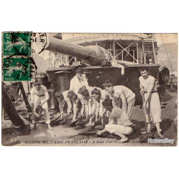 CPA - Marine Militaire Fran�ais - A bord d'un Cuirasse Lavage du Pont N�1457
