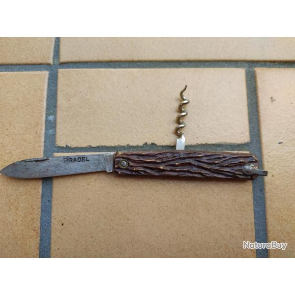 COUTEAU CANIF ANCIEN MARQUE PRADEL LAME TIRE BOUCHON