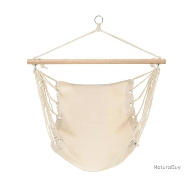 Hamac pliable cr�me en coton et polyester - 1 place d�tente jardin ou plage