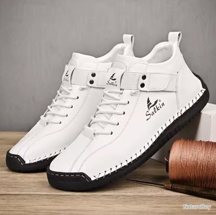 Chaussures En Cuir SALKIN – Pointure Au Choix Du 39 Au 48, Marron, Style Décontracté à Enfiler