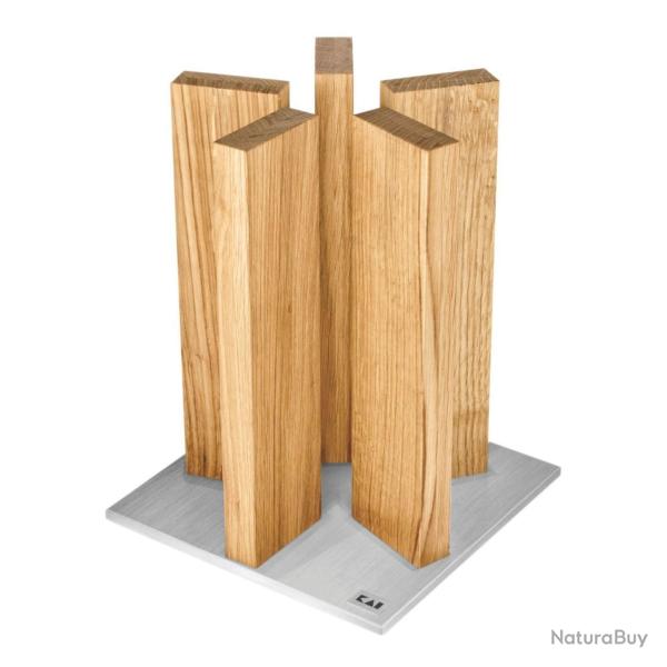 Kai STH-3 Porte-couteaux 'Stonehenge' Acier / Chene pour 10 couteaux magntique