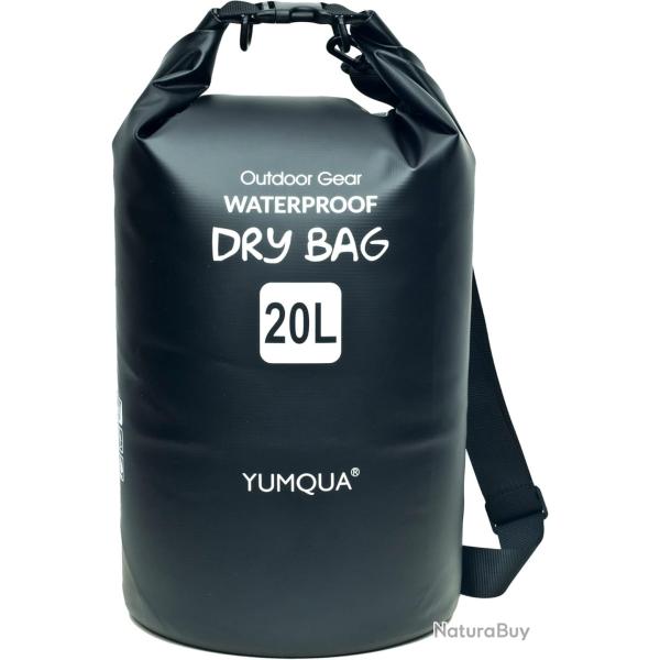 Sac �tanche 20L Flottant Imperm�able P�che Camping Plong�e Navigation Kayak Rafting Cano� Noir