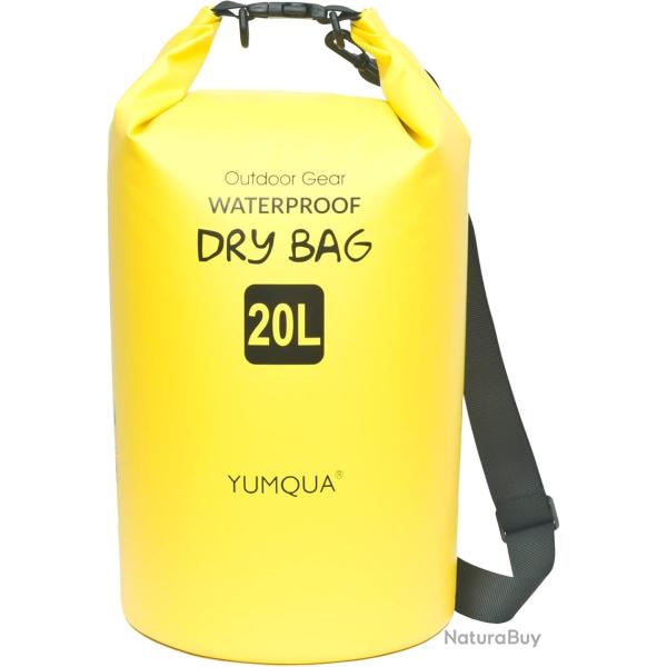 Sac �tanche 20L Flottant Imperm�able P�che Camping Navigation Plong�e Cano� Rafting Kayak Jaune