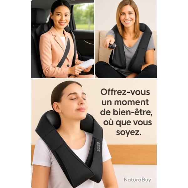 Masseur Shiatsu Chauffant Dos Cou Epaules Jambes Ptrissage Profond Infrarouge Maison Voiture Bureau
