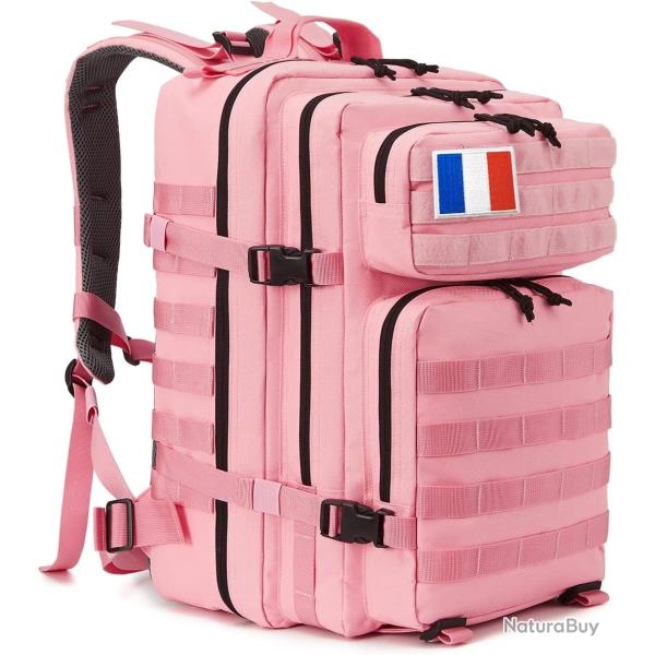 Sac  Dos Tactique Militaire 45L Impermable Pche Randonne Trekking Alpinisme Chasse Rose