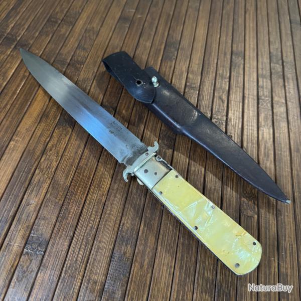 RARE COUTEAU A LAME D'ESTAING PAR ALVARO GARCIA A ALBACETE ESPAGNE VERS 1900-20