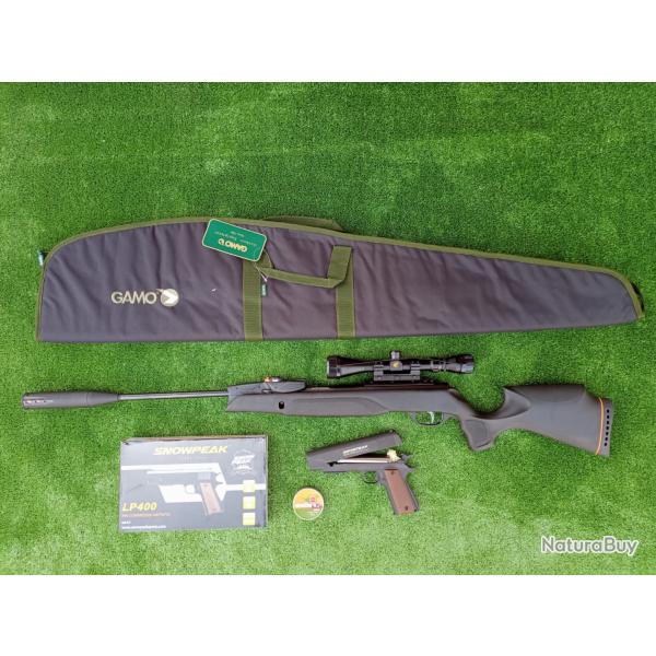 PACK13 LASER  ! Gamo Swarm Magnum 6,35 mm IGT PRO 18X Gen3i + Lun. 3-9X40 19,9 j + Kit  Puiss. 34 J.