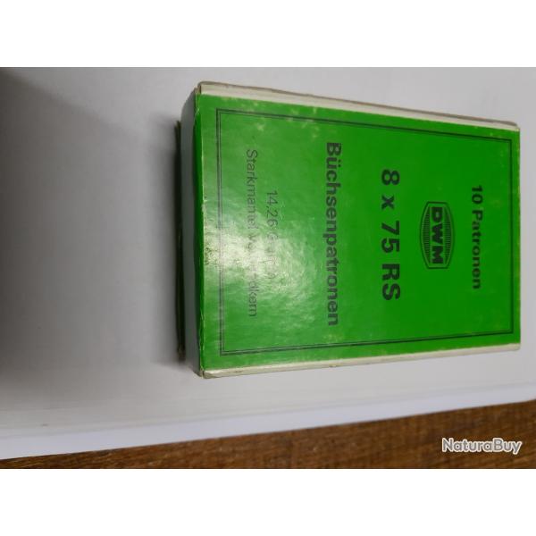 1 boite neuve de 10 munitions calibre 8X75 RS DWM 14,2 grammes T mantel