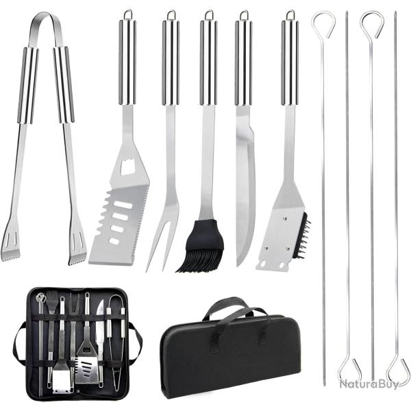 11 Pcs Professionnel d'Accessoires Barbecue en Acier Inoxydable - Ustensiles Barbecue avec Portable