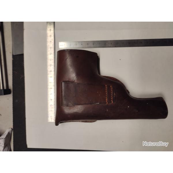 Etui / holster cuir marron  pour pistolet 7.65mm , 9mm court